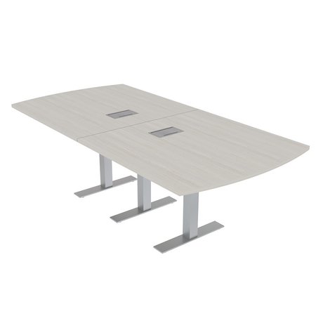 SKUTCHI DESIGNS 8 Person Arc Rectangle Conference Table Metal T Legs, 2 Power And Data, 8Ft Table, Sea Salt HAR-AREC-46x93-T-ELEC-XD1026